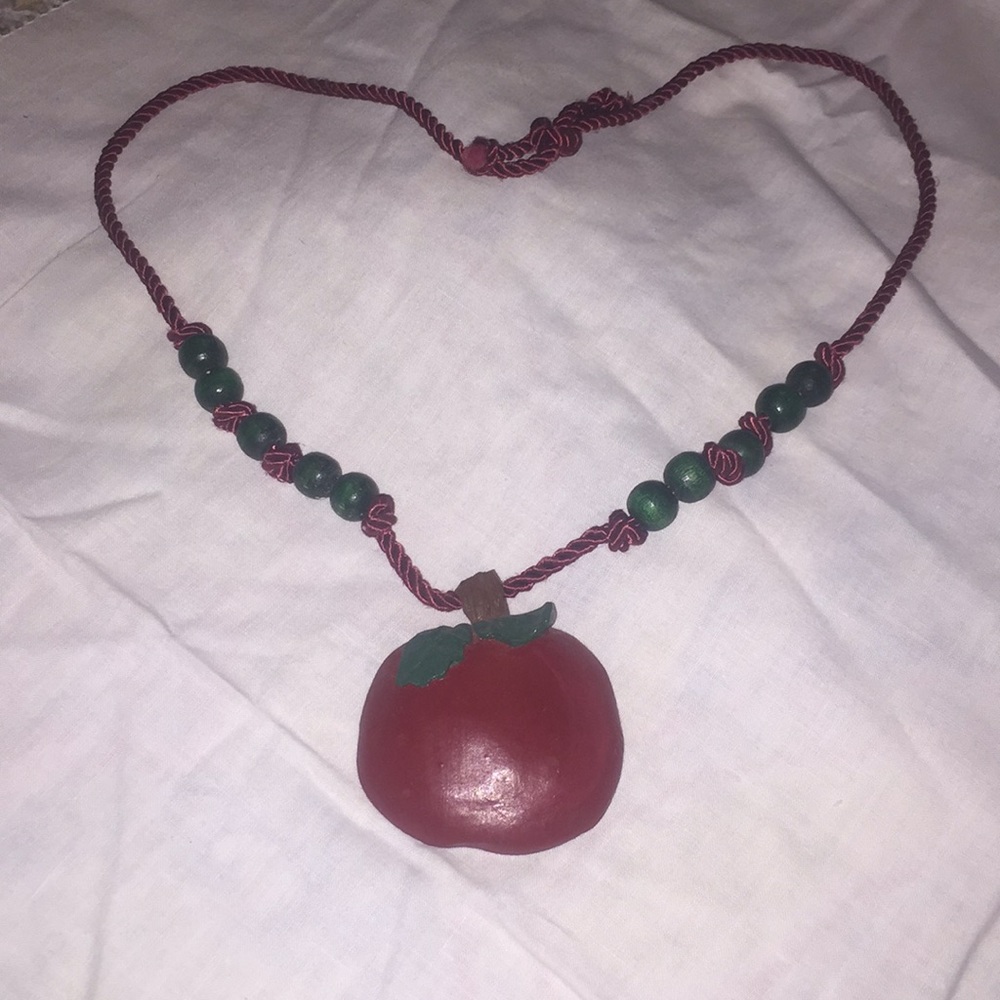 Wooden beaded 🍎 apple Teacher necklace